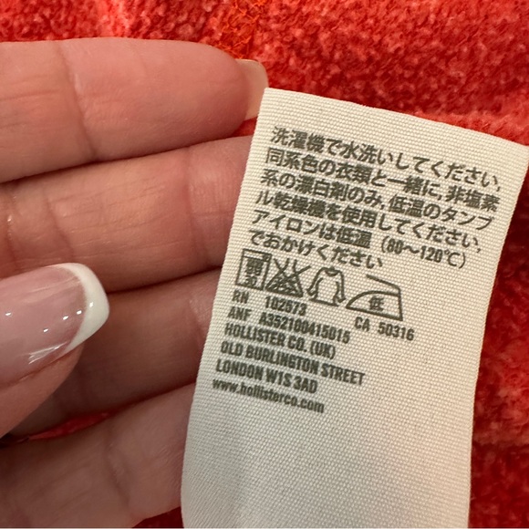 Y2K Hollister HCO Full-Zip Hoodie Orange Chenille Logo Size L - Picture 15 of 16